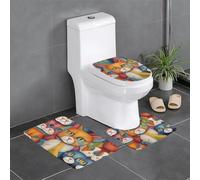 WZYWHJ Set di 4 tappetini da bagno con immagine di gatto ad acquerello, antiscivolo, resistenti, facili da pulire, adatti per bagno e WC