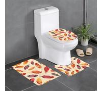 WZYWHJ Set di 4 tappetini da bagno con immagine di piume colorate, antiscivolo, resistenti, facili da pulire, adatti per bagno e WC
