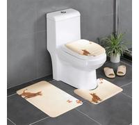 WZYWHJ Set di 4 tappetini da bagno con immagine di un gatto che guarda una farfalla, antiscivolo, resistente, facile da pulire, adatto per bagno e WC