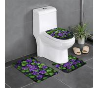 WZYWHJ Set di 4 tappetini da bagno con immagine di un mazzo di violette, antiscivolo, resistenti, facili da pulire, adatti per bagno e WC