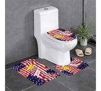 WZYWHJ Set di 4 tappetini da bagno con motivo bandiera nazionale, antiscivolo, resistenti, facili da pulire, adatti per bagno e WC