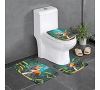 WZYWHJ Set di 4 tappetini da bagno con motivo gatto della giungla, resistenti, facili da pulire, adatti per bagno e WC