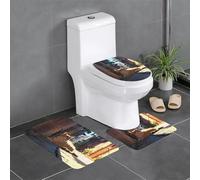 WZYWHJ Set di 4 tappetini da bagno con motivo gatto randagio nel vicolo, antiscivolo, resistente, facile da pulire, adatto per bagno e WC