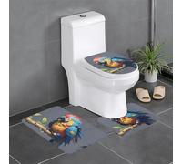 WZYWHJ Set di 4 tappetini da bagno con motivo pappagallo, antiscivolo, resistenti, facili da pulire, adatti per bagno e WC