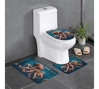 WZYWHJ Set di 4 tappetini da bagno con motivo polipo, antiscivolo, resistenti, facili da pulire, adatti per bagno e WC