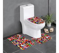 WZYWHJ Set di 4 tappetini da bagno con stampa della bandiera nazionale, resistenti, facili da pulire, adatti per bagno e WC