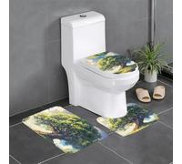 WZYWHJ Set di 4 tappetini da bagno con stampa di alberi di quercia antica, antiscivolo, resistenti, facili da pulire, adatti per bagno e WC