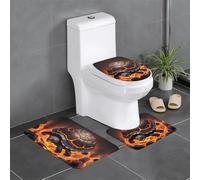 WZYWHJ Set di 4 tappetini da bagno con stampa di tartarughe laviche, antiscivolo, resistenti, facili da pulire, adatti per bagno e WC