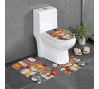 WZYWHJ Set di 4 tappetini da bagno di qualità con immagine di gatto ad acquerello, resistenti, facili da pulire, adatti per bagno e WC