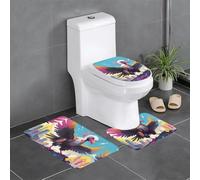WZYWHJ Set di 4 tappetini da bagno di qualità con stampa di graffiti avvoltoio, resistenti, facili da pulire, adatti per bagno e WC