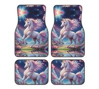 WZYWHJ Set di 4 tappetini per auto di qualità con stampa di unicorno rosa, in poliestere resistente, facili da pulire, fondo antiscivolo