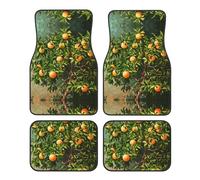 WZYWHJ Set di 4 tappetini per auto di qualità dell'immagine dell'albero del frutto della passione, in poliestere resistente, facili da pulire, con fondo antiscivolo