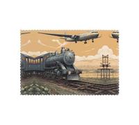 WZYWHJ Set di 6 tovagliette stampate con aereo sopra il treno per tavolo da pranzo, 30,5 x 45,7 cm, per feste, cucina, sala da pranzo, lavabile, facile da pulire
