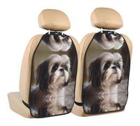 WZYWHJ Shih Tzu Dog Stampa Sedile Auto Anti Calcio Pad 2 Pezzi, Multi-funzionale Borsa di Immagazzinaggio Sedile Protector Dopo L'Installazione