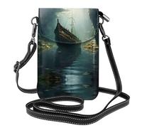 WZYWHJ Shipwreck at the bottom of the lake - Borsa a tracolla in pelle stampata per telefono, regalo versatile per donne, passeggiate, campeggio, shopping e viaggi