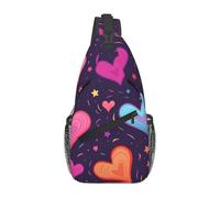 WZYWHJ Shooting Star Heart Prints, borsa a tracolla da uomo casual con elevata capacità di archiviazione e tracolla regolabile