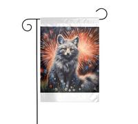 Wzywhj Silver Fox sotto fuochi d'artificio immagine estate giardino bandiera double face decorazione cortile 30,5 x 45,7 cm