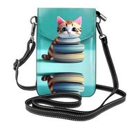 WZYWHJ Simpatica borsa a tracolla in pelle con immagine di gatto impilabile, regalo versatile per donne, passeggiate, campeggio, shopping e viaggi