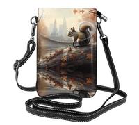WZYWHJ Simpatica borsa a tracolla in pelle grigia con stampa scoiattolo - regalo versatile per donne, passeggiate, campeggio, shopping e viaggi