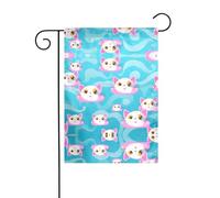 WZYWHJ Simpatico gatto con orecchie rosa decorazione bandiera giardino 30,5 x 45,7 cm per un ambiente esterno alla moda