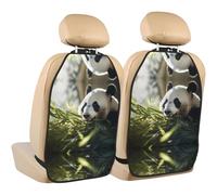 WZYWHJ Simpatico panda mangiando bambù stampa sedile auto anti calcio pad di stoccaggio 2 pezzi, borsa portaoggetti multifunzionale protezione sedile dopo l'installazione