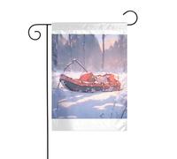 Wzywhj Slitta su una collina innevata immagine estate giardino bandiera double face decorazione cortile 30,5 x 45,7 cm