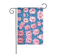 WZYWHJ Smile, bandiera da giardino con stampa maiale rosa, 30,5 x 45,7 cm, per un ambiente esterno alla moda