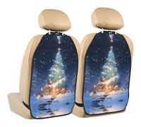 WZYWHJ Snowy Albero di Natale stampato sedile auto Anti Calcio Storage pad 2 pezzi, multi-funzionale Storage Bag Seat Protector dopo l'installazione