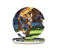 WZYWHJ Sottobicchieri in ceramica per auto, motivo: cucciolo di tigre che gioca a calcio, 2 pezzi, antiscivolo, accessori per auto