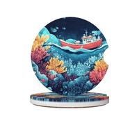 WZYWHJ Sottobicchieri per auto in ceramica con illustrazione di nave di qualità fotografica, 2 pezzi, tappetino antiscivolo per portabicchieri, accessori per auto