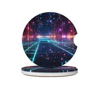 WZYWHJ Sottobicchieri per auto in ceramica di qualità con tecnologia fluorescenza, 2 pezzi, tappetino antiscivolo per portabicchieri, accessori per auto
