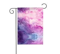 Wzywhj Stampa di linee di inchiostro blu e viola bandiera estiva da giardino su entrambi i lati decorazione cortile 30,5 x 45,7 cm