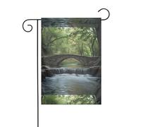 Wzywhj Stampa ponte sul fiume bandiera estiva da giardino double face decorazione cortile 30,5 x 45,7 cm