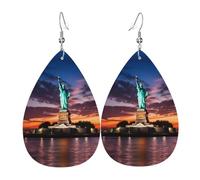 WZYWHJ Statua della Libertà, orecchini da donna in pelle con stampa USA, semplice ciondolo a goccia d'acqua, regalo alla moda per le vacanze