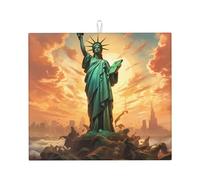 WZYWHJ Statua della Libertà stampata tappetino scolapiatti per cucina: realizzato in spugna assorbente d'acqua, con cordino per appendere 45,7 x 40,6 cm