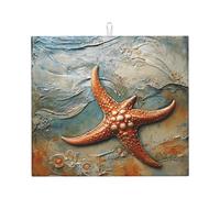 WZYWHJ Stella marina nella sabbia tappetino scolapiatti per cucina: realizzato in spugna assorbente d'acqua, con cordino per appendere 45,7 x 40,6 cm