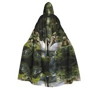 WZYWHJ Swans in the garden stampato aldult Cosplay Poncho mantello con cappuccio per uomini e donne Halloween Party