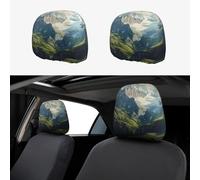 WZYWHJ Swiss Alps Prints, federa per cuscino per auto, 2 pezzi, accessori per coprisedili, copertura protettiva universale