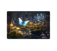 WZYWHJ Tappeti per soggiorno, passatoia antiscivolo, tappeto da gioco, 152,4 x 99,1 cm, motivo: farfalle nella foresta stampata