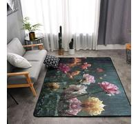 WZYWHJ Tappeti per soggiorno, passatoia antiscivolo, tappeto da gioco, 160 x 121,9 cm, con stampa di fiori nel vento e nella pioggia