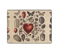 WZYWHJ Tappeti per soggiorno, passatoia antiscivolo, tappeto da gioco, 160 x 121,9 cm, farfalle intorno a cuore stampato