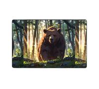 WZYWHJ Tappeti per soggiorno, tappeto runner antiscivolo per asilo nido tappeto da gioco 152,4 x 99,1 cm stampe orso marrone nella foresta