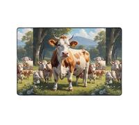 WZYWHJ Tappeti per soggiorno, tappeto runner antiscivolo per asilo nido tappeto da gioco, 152,4 x 99,1 cm, stampe di mucche al pascolo