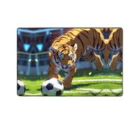 WZYWHJ Tappeti per soggiorno, tappeto runner antiscivolo per asilo nido tappeto da gioco 152,4 x 99,1 cm cucciolo di tigre che gioca a calcio immagine