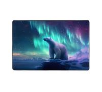 WZYWHJ Tappeti per soggiorno, tappeto runner antiscivolo per asilo nido tappeto da gioco, 152,4 x 99,1 cm, motivo: orso polare con luci boreali stampate