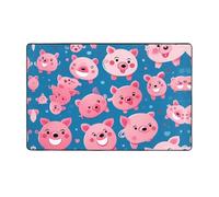 WZYWHJ Tappeti per soggiorno, tappeto runner antiscivolo per asilo nido tappeto da gioco, 152,4 x 99,1 cm con stampa di maiale rosa sorridente