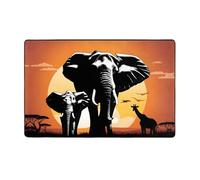 WZYWHJ Tappeti per soggiorno, tappeto runner antiscivolo per asilo nido tappeto da gioco 152,4 x 99,1 cm elefante e giraffa al tramonto stampato