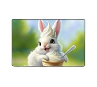WZYWHJ Tappeti per soggiorno, tappeto runner antiscivolo per asilo nido tappeto da gioco 152,4 x 99,1 cm coniglietto che mangia gelato stampato