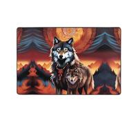 WZYWHJ Tappeti per soggiorno, tappeto runner antiscivolo per asilo nido tappeto da gioco 152,4 x 99,1 cm totem lupo con fuoco stampato