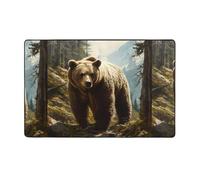 WZYWHJ Tappeti per soggiorno, tappeto runner antiscivolo per asilo nido tappeto da gioco 152,4 x 99,1 cm Orso nella foresta stampe